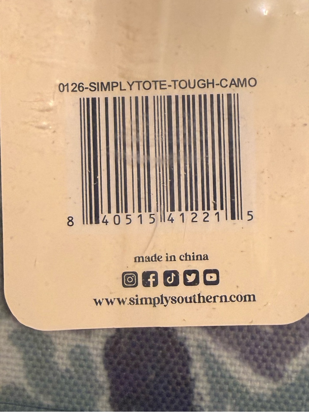 Simply Southern Tough Camo Tote in Green Camo - New 2026 Design in Packaging
